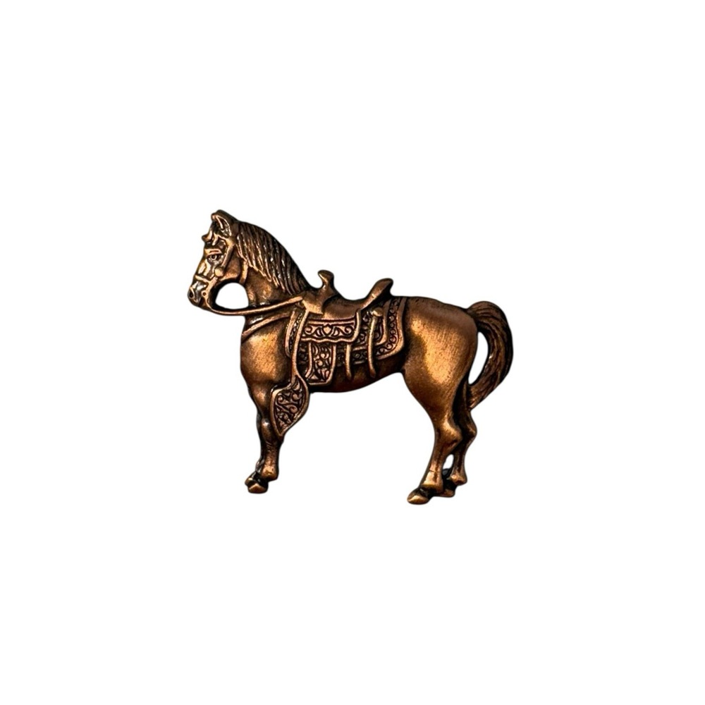 Vintage Copper Western Ornate Saddle & Bridle Horse Brooch Pin